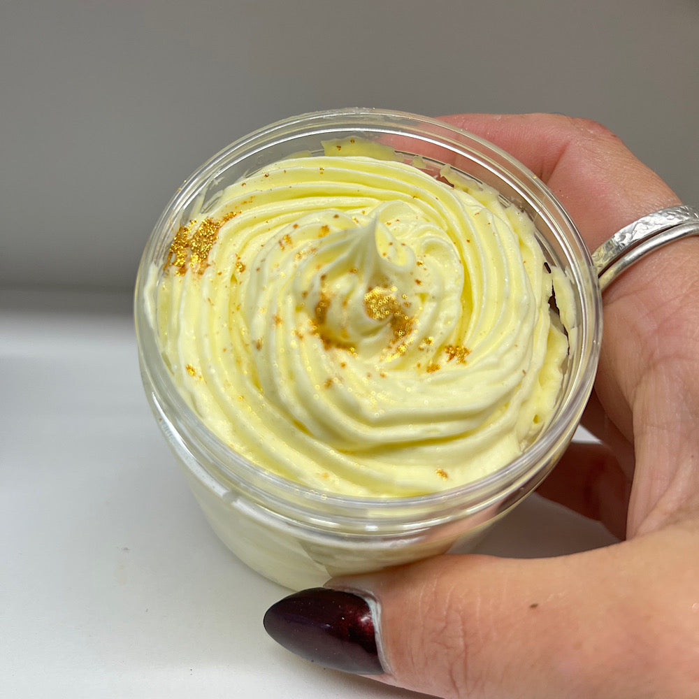 Whipped soap with geranium, orange and ylang ylang